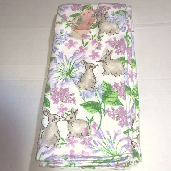 NWT 2 Spring Gatherings grey bunny lavender flower Easter guest kitchen towels - Picture 3 of 4